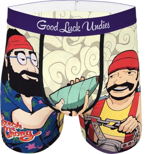 Good Luck Undies Herren Cheech & Chong Pass The Joint Boxer Brief Unterwäsche - Gelb - Medium von Good Luck Sock