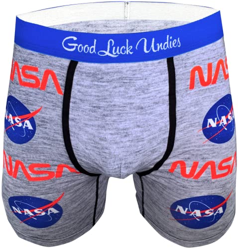 Good Luck Undies Herren NASA Boxer Brief Unterwäsche - Grau - Large von Good Luck Sock