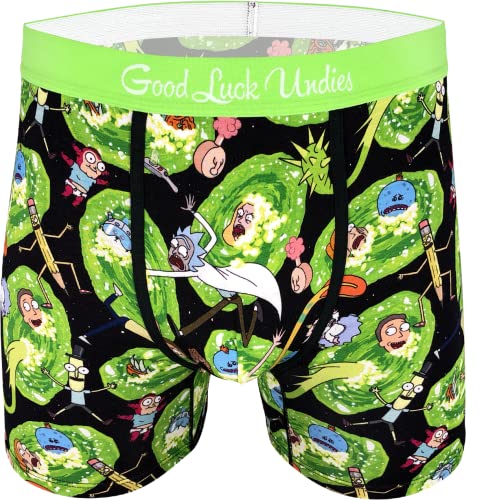 Good Luck Undies Herren Rick and Morty Portals Boxershorts - Gr�n - Large von Good Luck Sock