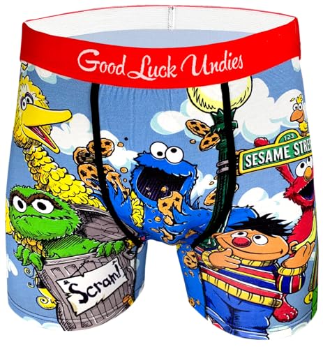 Good Luck Undies Herren-Boxershorts, Sesamstraße, Unterwäsche, Sesamstraße, Medium-Large von Good Luck Sock