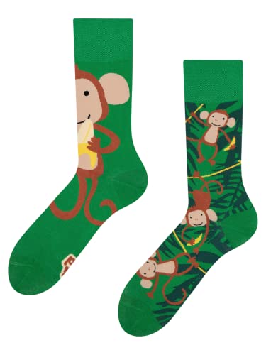 Dedoles Socken Kinder Mädchen Jungen Baumwolle viele lustige Designs Weihnachtssocken 1 Paar, Farbe Grün, Motiv Affen, Gr. 27-30 von Dedoles