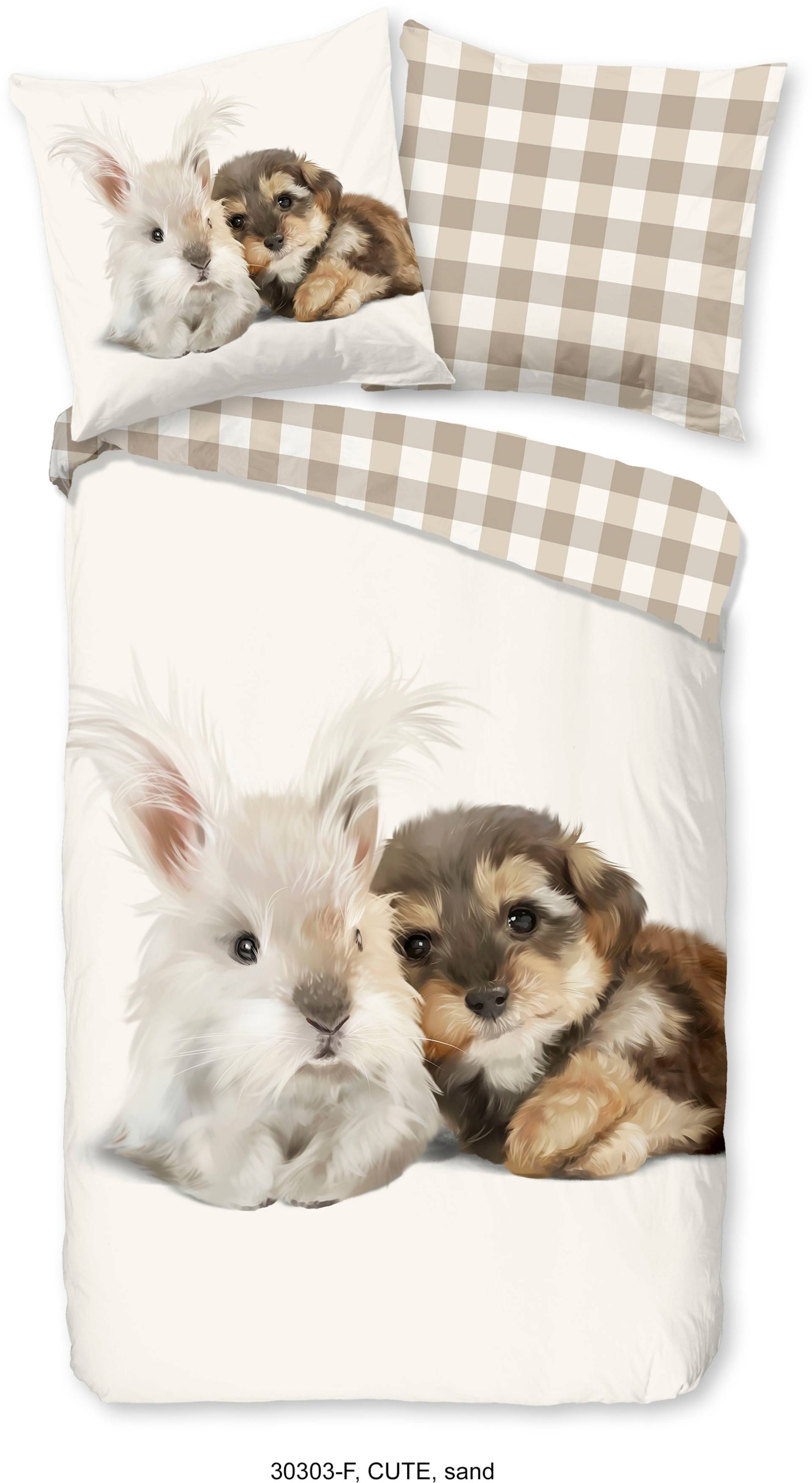 good morning Kinderbettwäsche "Cute Rabbit & Dog", (2 tlg.) von Good Morning