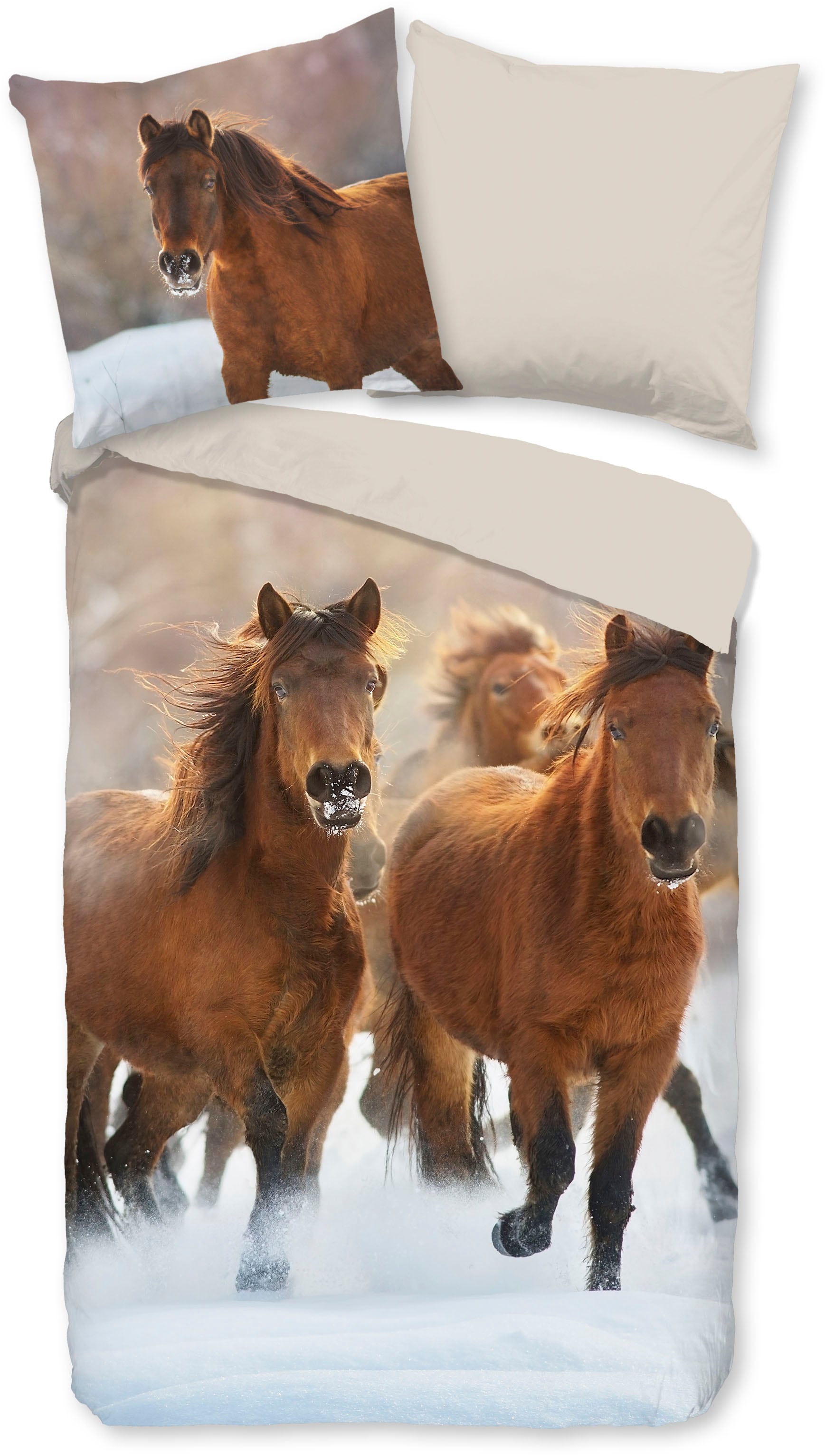 good morning Kinderbettwäsche "Ponies", (2 tlg.), 100% Baumwolle/ Flanell (Biber) von Good Morning