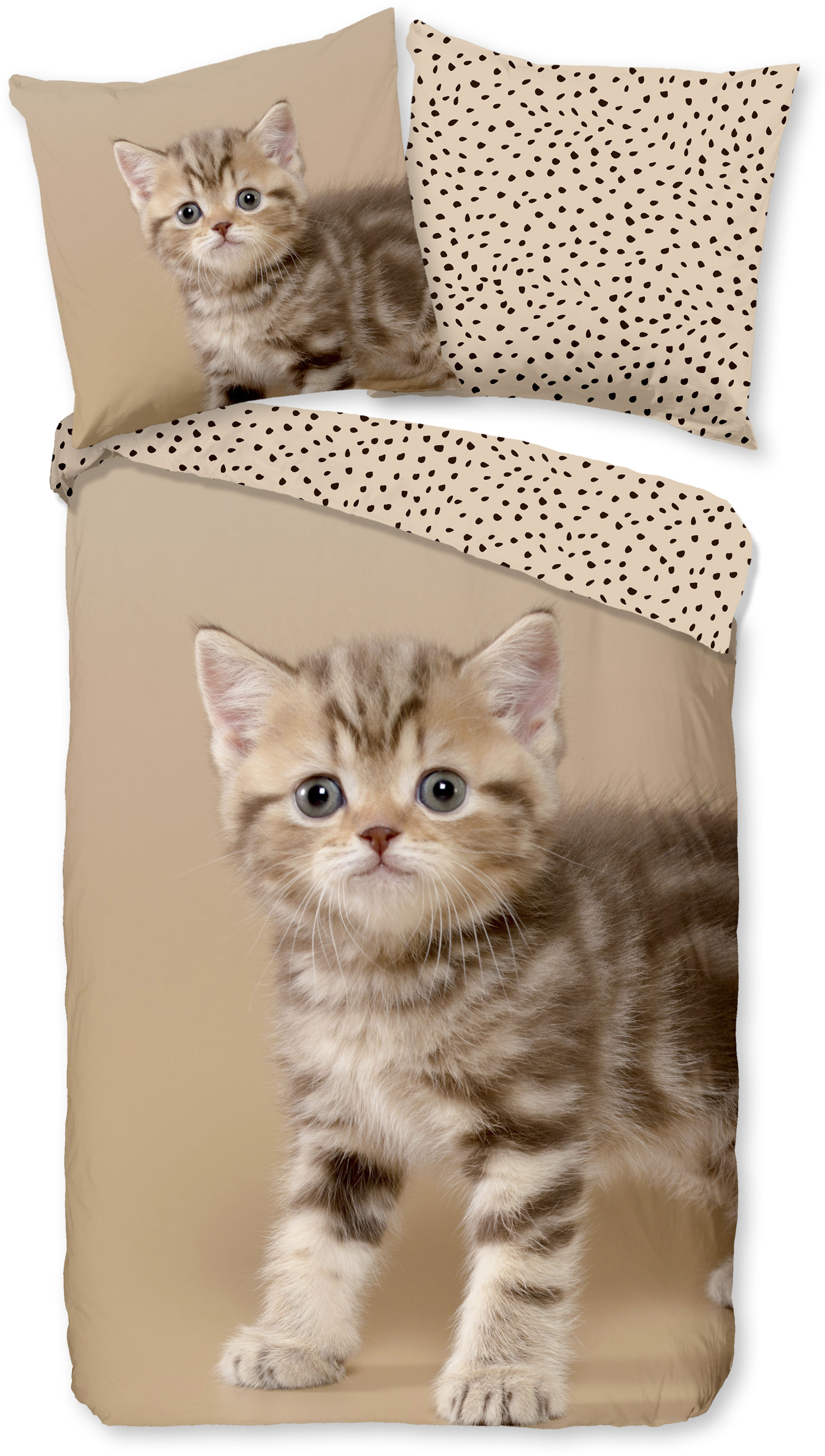 good morning Kinderbettwäsche "Stripe kitty", (2 tlg.) von Good Morning