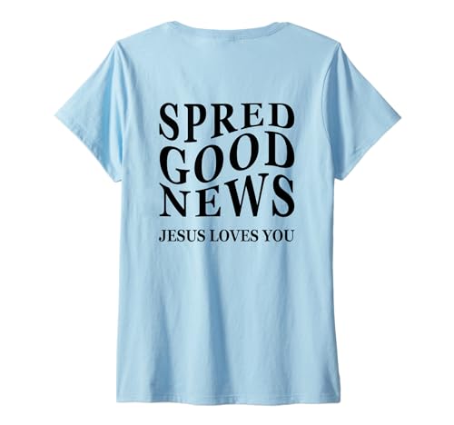 Damen Gute Nachrichten Jesus liebt Dich Inspirierender christlicher Rückenprint T-Shirt mit V-Ausschnitt Damen Gute Nachrichten Jesus liebt Dich Inspirierender christlicher Rückenprint T-Shirt mit V-Ausschnitt von Good News Christian Spread The Love of God Tees