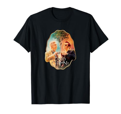 Good Omens - Offizieller Merchandise T-Shirt, Herren, Schwarz, S, Kurzarm, Klassisch, Toasting-Duo von Good Omens
