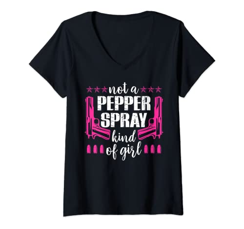 Damen Not A Pepper Spray Art of Girl Gun Control Pro Gun T-Shirt mit V-Ausschnitt Damen Not A Pepper Spray Art of Girl Gun Control Pro Gun T-Shirt mit V-Ausschnitt von Good Rooster