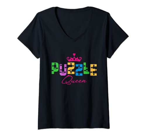 Good Rooster Damen Puzzle-Königin T-Shirt mit V-Ausschnitt Schwarz S EU 38 Good Rooster Damen Puzzle-Königin T-Shirt mit V-Ausschnitt Schwarz S EU 38 von Good Rooster