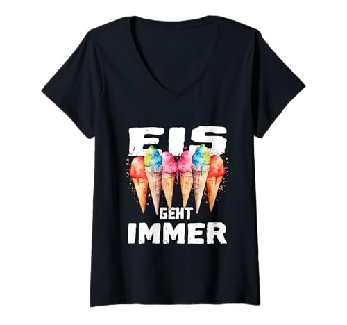 Damen Eis geht immer T-Shirt mit V-Ausschnitt Damen Eis geht immer T-Shirt mit V-Ausschnitt von Good Vibes Art