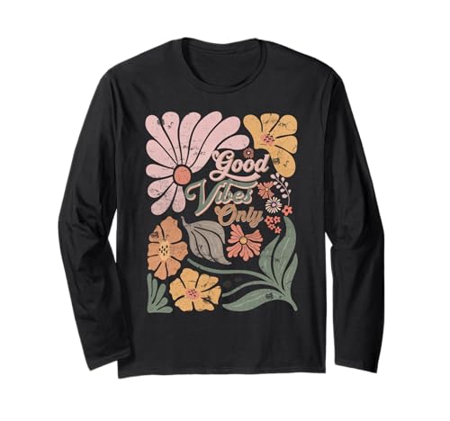 Boho Retro Lustiges Zitat Good Vibes Only Men Women Langarmshirt von Good Vibes Only Saying