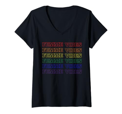 Damen Femme Vibes Energiegleichheit für Frauen, Vintage-Stil, Regenbogen, Sommer T-Shirt mit V-Ausschnitt Damen Femme Vibes Energiegleichheit für Frauen, Vintage-Stil, Regenbogen, Sommer T-Shirt mit V-Ausschnitt von Good Vibes Tribe Tees