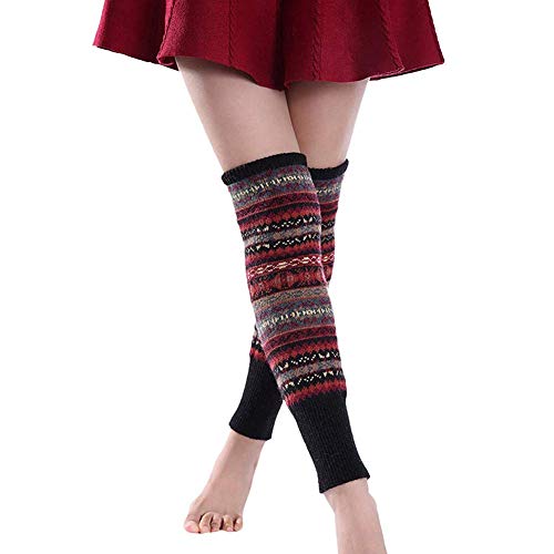 Beinstulpen 1 Paar legwarmer verdicken Wollen Stricken Stulpen für Herbst und Winter (black) von Good partner