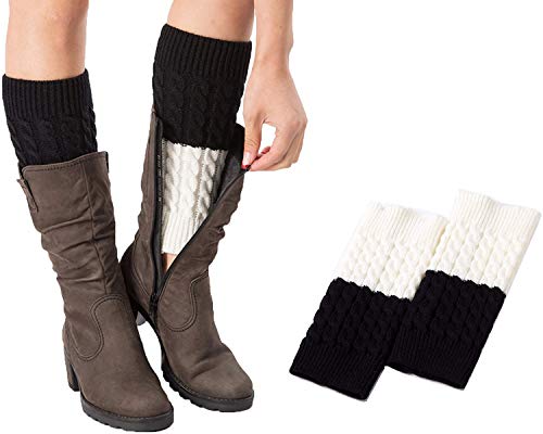 Good partner Legwarmer beinstulpen damen Stiefelstulpen Beinlinge Kurzstulpen (Cream+Black) von Good partner