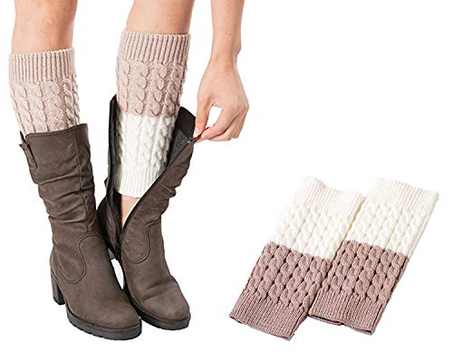 Good partner Legwarmer beinstulpen damen Stiefelstulpen Beinlinge Kurzstulpen (Creme + Khaki) von Good partner