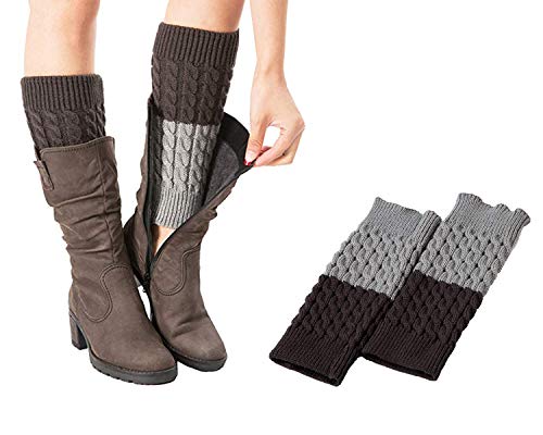 Legwarmer beinstulpen damen Stiefelstulpen Beinlinge Kurzstulpen (Grey+Dark Grey) von Good partner