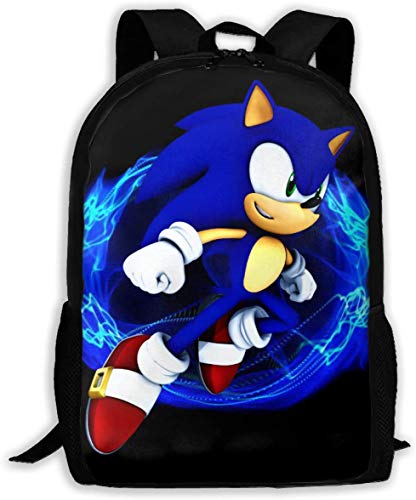 Sonic The Hedgehog Rucksack, Schüler-Schultasche, Büchertasche, Rucksack für Kinder, Jungen, Mädchen, Teenager (Schwarz 2), schwarz 2, Rucksack Backpacks von GoodLuck97