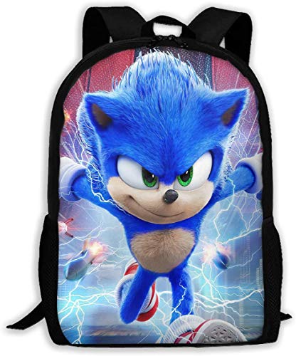 Sonic The Hedgehog Rucksack, Schüler-Schultasche, Büchertasche, Rucksack für Kinder, Jungen, Mädchen, Teenager (Schwarz 3), Schwarz 3 von GoodLuck97