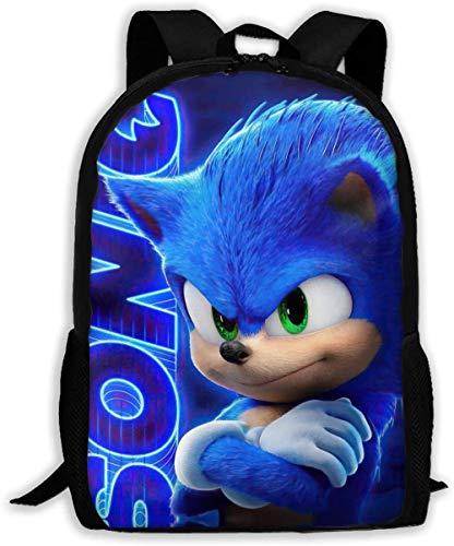 Sonic The Hedgehog Rucksack, Schüler-Schultasche, Büchertasche, Rucksack für Kinder, Jungen, Mädchen, Teenager (Schwarz 1) von GoodLuck97