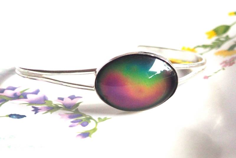 Große Stimmung Manschette Armband in Sterling Silber Verstellbar, Farbwechsel Große Stimmung Manschette Armband in Sterling Silber Verstellbar, Farbwechsel von GoodMoodMountain