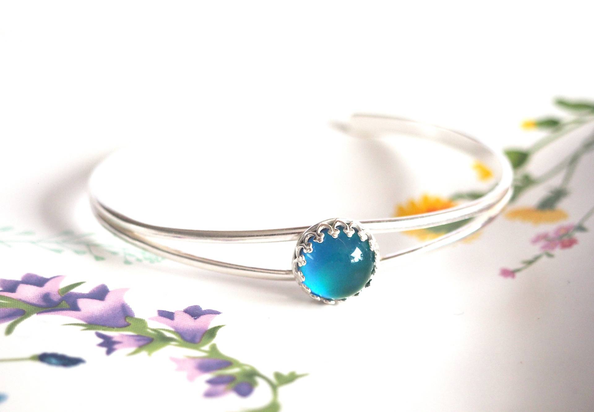 Mittleres Runde Stimmungs Manschette Armband in Sterling Silber Einstellbar Mittleres Runde Stimmungs Manschette Armband in Sterling Silber Einstellbar von GoodMoodMountain