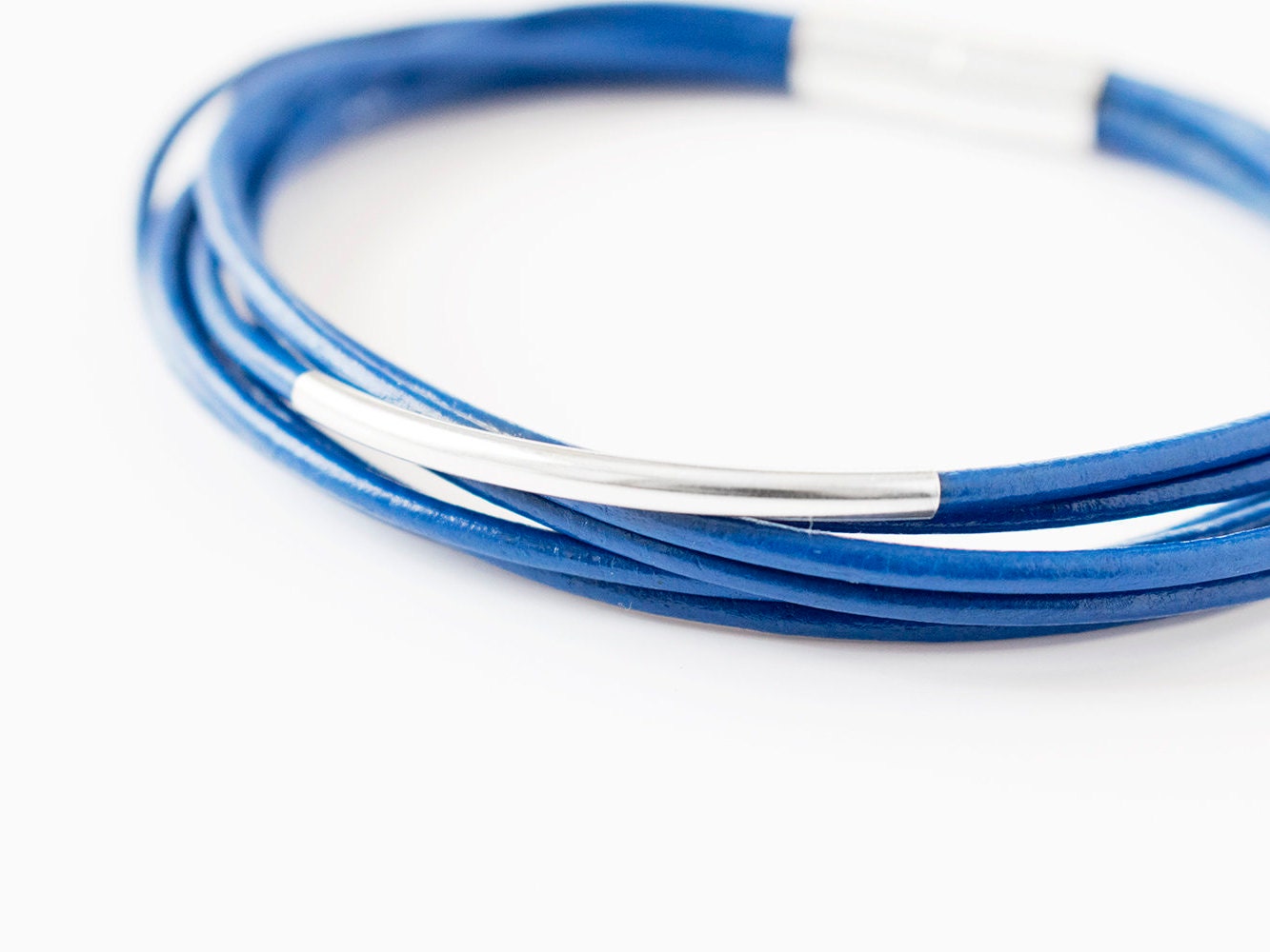 Blaues Lederarmband Für Frauen, 925 Silber Und Blaues Lederarmband Für Frauen, 925 Silber Und von GoodMoodProject