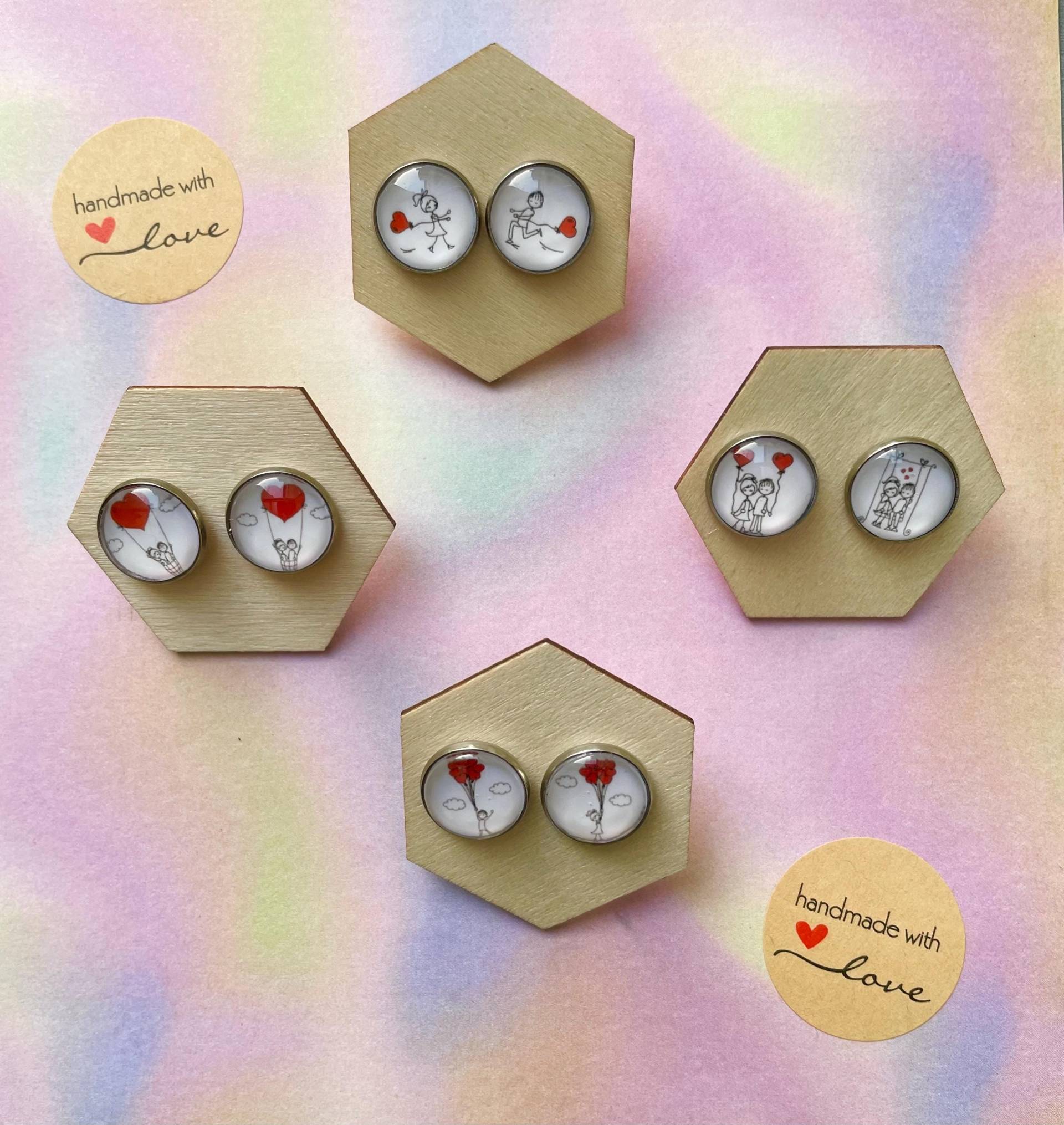 Love Is in The Air ;- Handgefertigte Cabachon Ohrstecker 12mm Love Is in The Air ;- Handgefertigte Cabachon Ohrstecker 12mm von GoodMoodSchmuck