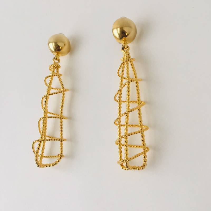 Vintage 80Er Jahre Vergoldete Käfig Ohrringe Glam Ohrclips von GoodThingsVintage