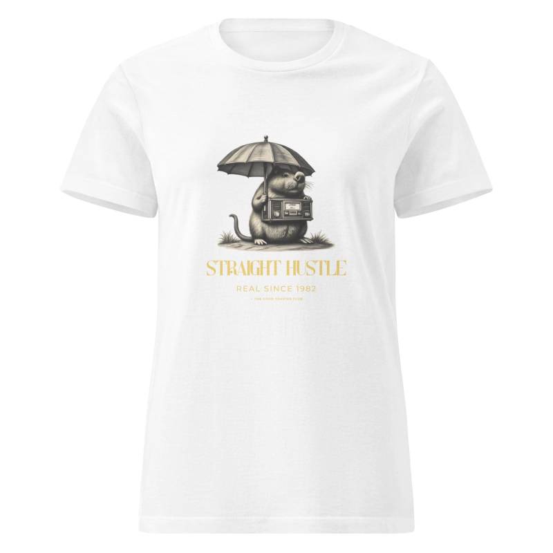 Basic T-Shirt Für Damen Im Vintage Streetwear Look Mit Ratte, Ghettoblaster & Tiermotiv , Straight Hustle Design von GoodToastedClub