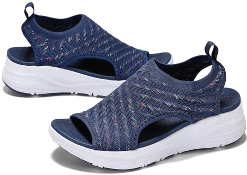 GoodValue Bequeme orthopädische Damen-Sandalen mit Fußgewölbeunterstützung, für Walking, Sport, athletische Sandalen, offener Zehenbereich, zum Reinschlüpfen, Plantarfasziitis, Plateaukleid, 5,1 cm GoodValue Bequeme orthopädische Damen-Sandalen mit Fußgewölbeunterstützung, für Walking, Sport, athletische Sandalen, offener Zehenbereich, zum Reinschlüpfen, Plantarfasziitis, Plateaukleid, 5,1 cm von GoodValue