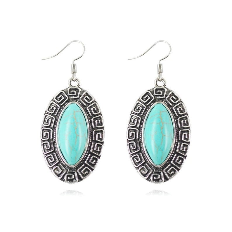 Türkis Ohrringe - Oval Silber Einzigartige Dornröschen Tropfen Anhänger Schmuck Set von GoodVibesGiftShop