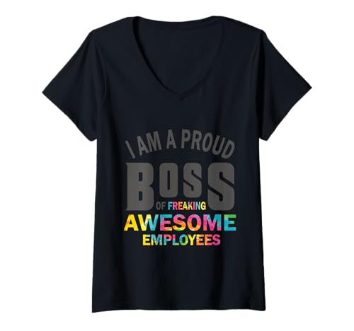 Damen Ich Bin EIN stolzer Chef von verdammt großartigen Mitarbeitern T-Shirt mit V-Ausschnitt Damen Ich Bin EIN stolzer Chef von verdammt großartigen Mitarbeitern T-Shirt mit V-Ausschnitt von Goodbye Chief Farewell Chef Day