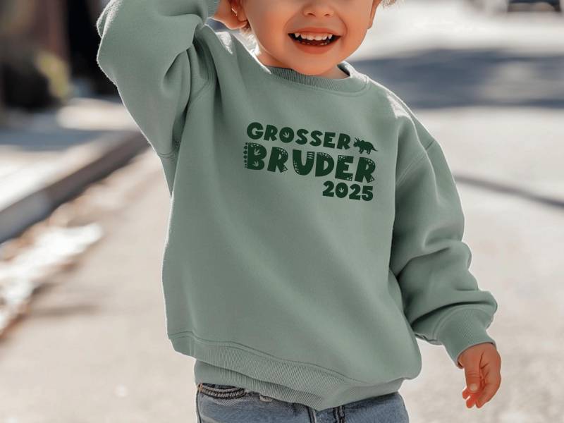 Dino Pullover "Großer Bruder 2025" Oder Wunschtext I 5 Sweatshirt Farben Geschenk Großer Zu Geschwister Outfit Kombinierbar von GoodbyeSocks