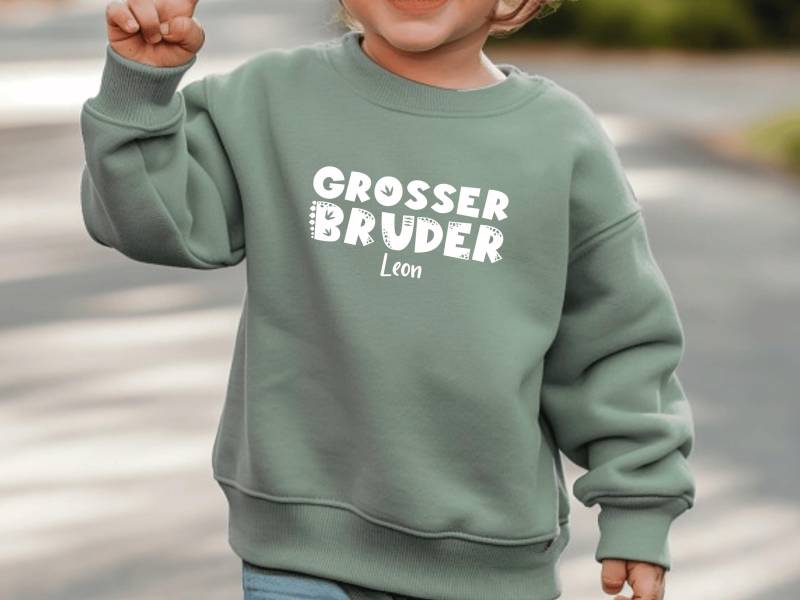 Dino Pullover "Großer Bruder" Oder Wunschtext I Wähle Aus 5 Sweatshirt Farben Geschenk Großer Bruder Zu Geschwister Outfit Kombinierbar von GoodbyeSocks