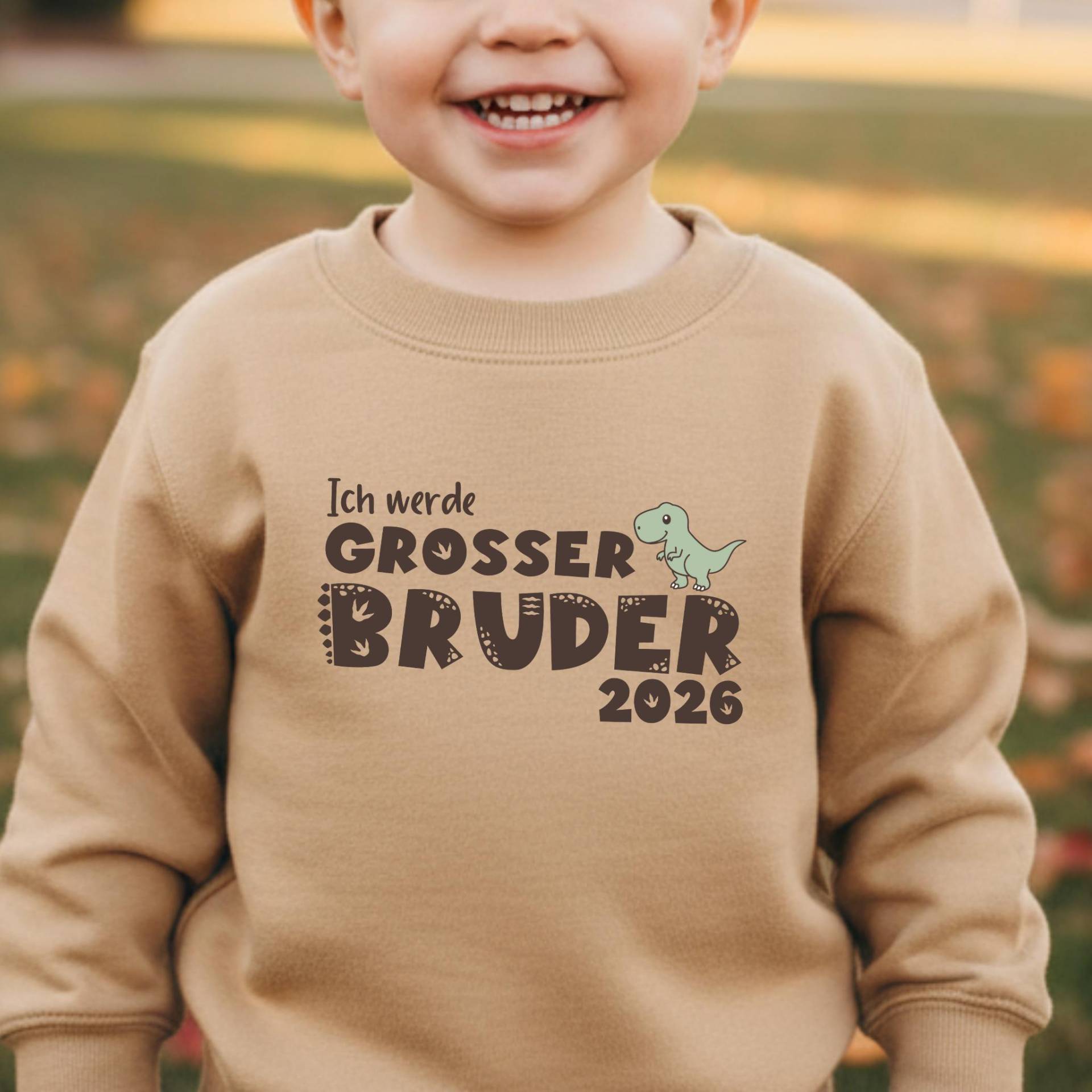 Dino Pullover "Ich Werde Großer Bruder 2026" Oder Wunschtext I 4 Sweatshirt Farben Geschenk Verkündung Zweites Kind von GoodbyeSocks