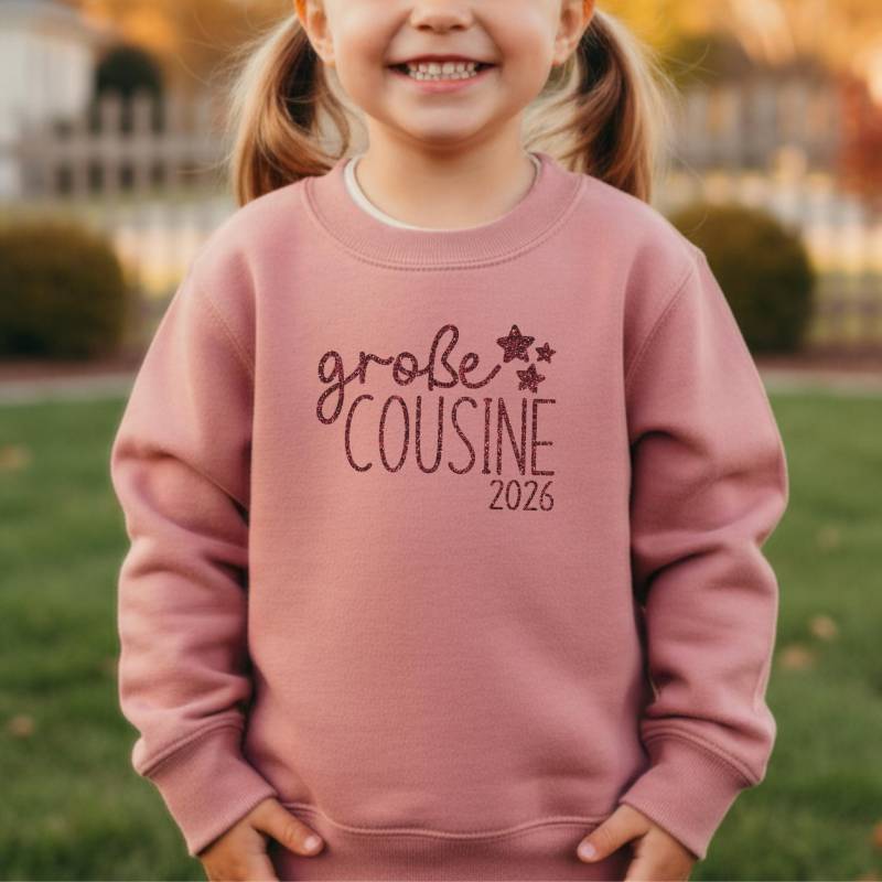 Pullover Altrosa "Große Cousine 2026" Oder Wunschtext, Mit Name I Herzen/sterne 3 Druckfarben Verkündung Schwangerschaft Vor Familie von GoodbyeSocks