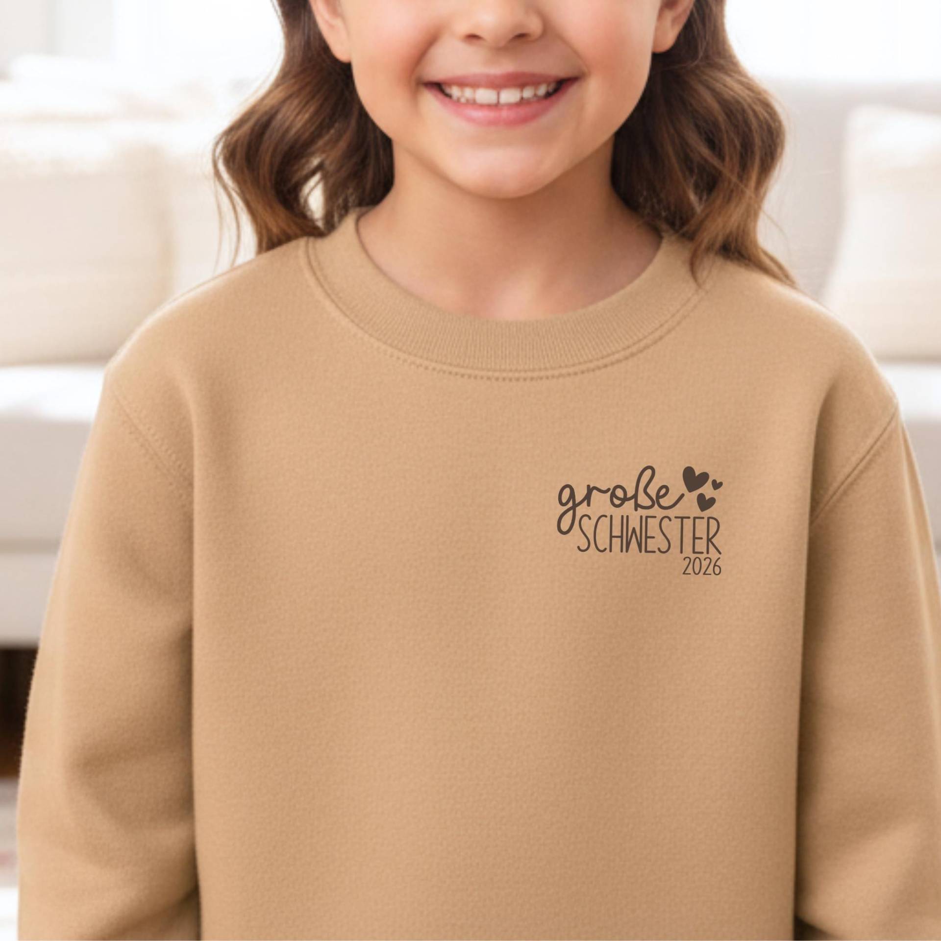 Pullover "Große Schwester 2026" Oder Wunschtext I Herzen/sterne 3 Druckfarben Geschenk Große Verkündung Zweites Baby von GoodbyeSocks