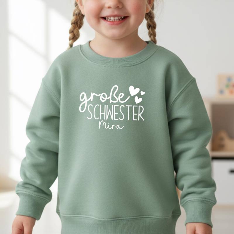 Pullover "Große Schwester" Oder Wunschtext, Personalisierbar Mit Name I 3 Druckfarben Geschenk Große Schwester Verkündung 2. Kind von GoodbyeSocks