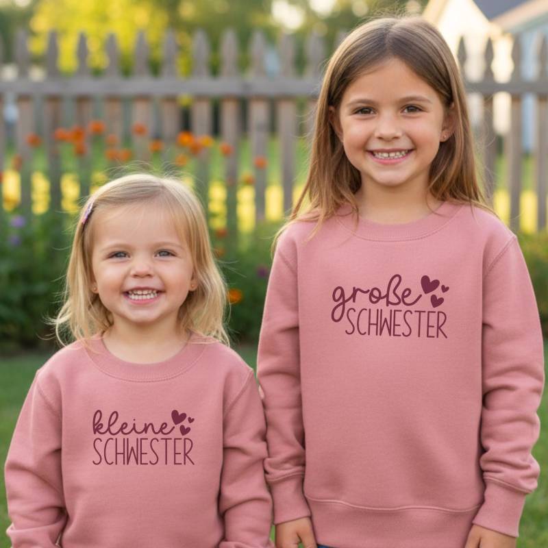 Pullover Mit Herzen Und Wunschtext, Z.b."Große Schwester" Oder "Kleine I 4 Sweatshirt Farben Geschenk Für Geschwister Kinder von GoodbyeSocks
