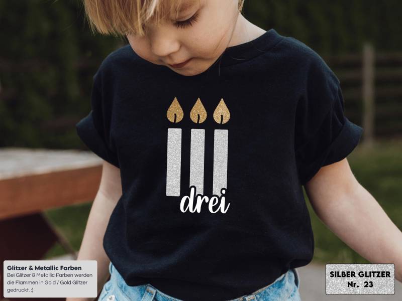 Schwarzes Geburtstagsshirt Mit Kerzen, Personalisiert Alter Zb Drei 3 I Geschenk Zum Geburtstag Geburtstagsoutfit Kindergeburtstag von GoodbyeSocks