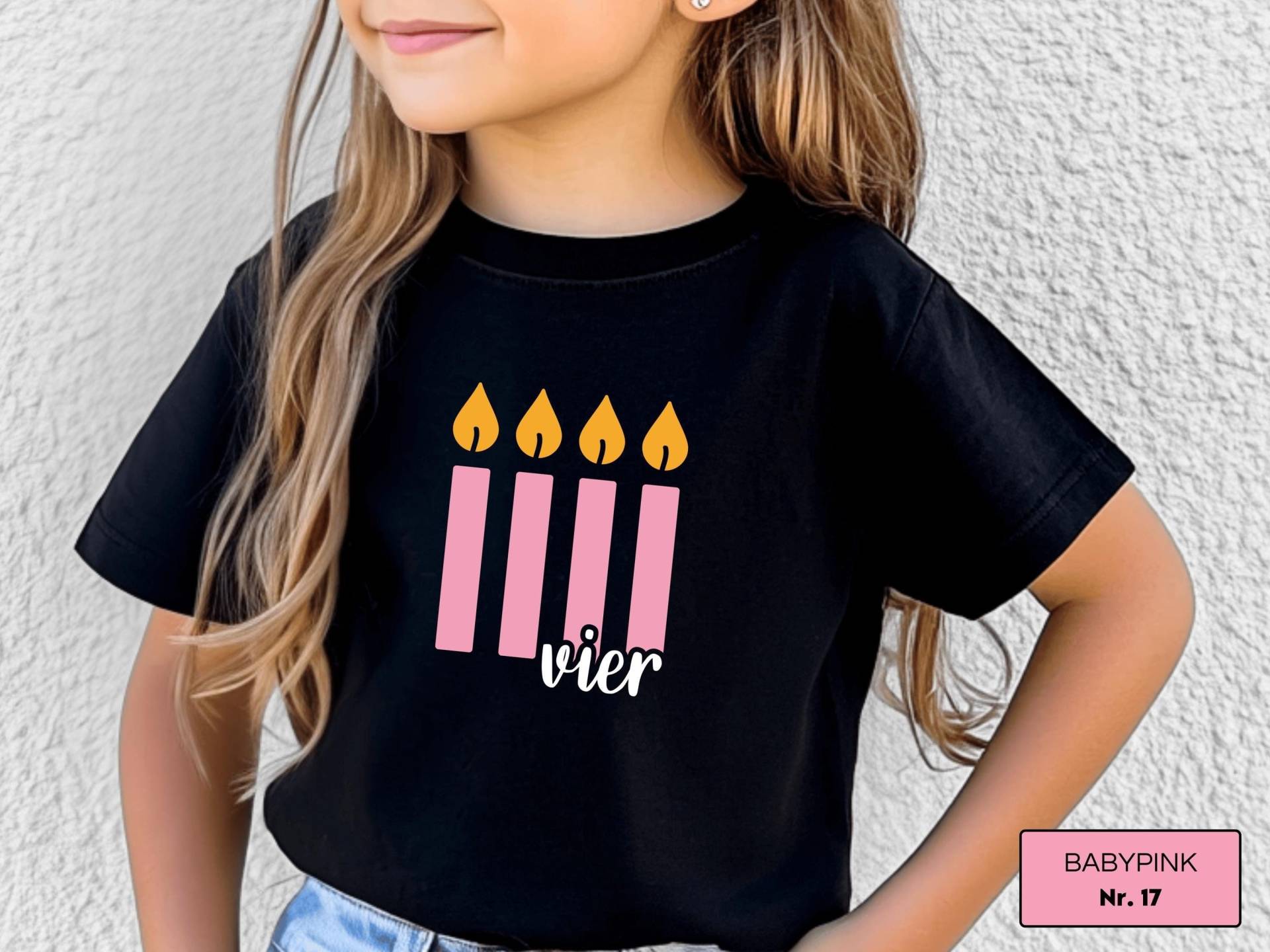 Schwarzes Geburtstagsshirt Mit Kerzen, Personalisiert Alter Zb Vier I Geschenk Zum Geburtstag Geburtstagsoutfit Kindergeburtstag von GoodbyeSocks