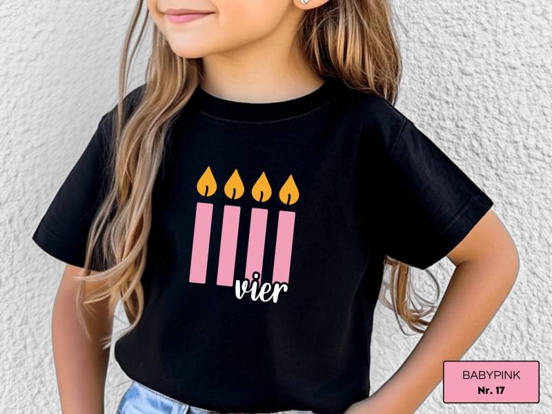 Schwarzes Geburtstagsshirt Mit Kerzen, Personalisiert Alter Zb Vier I Geschenk Zum Geburtstag Geburtstagsoutfit Kindergeburtstag von GoodbyeSocks
