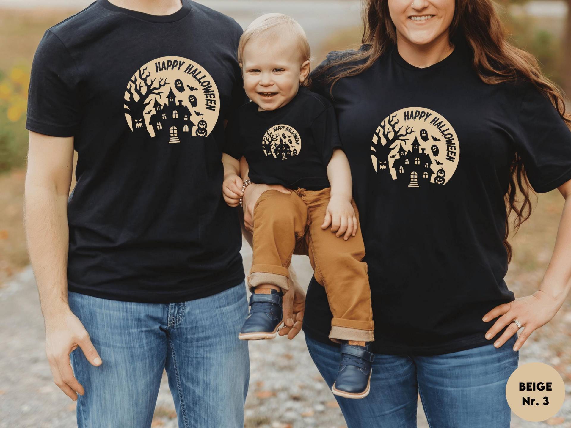 Schwarzes T-Shirt Oder Baby Body "Happy Halloween" I Zu Familien Halloween Outfit Kombinierbar Kein Kostüm Süßes Sonst Gibts Saures von GoodbyeSocks