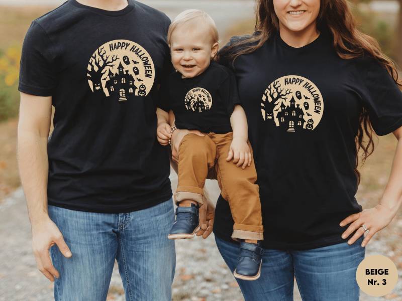 Schwarzes T-Shirt Oder Baby Body "Happy Halloween" I Zu Familien Halloween Outfit Kombinierbar Kein Kostüm Süßes Sonst Gibts Saures von GoodbyeSocks