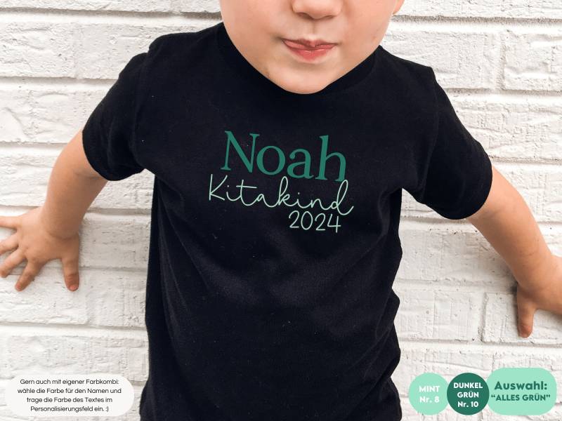 Schwarzes T-Shirt Oder Baby Body "Kitakind 2024" Wunschtext I Z.b. Kindergartenkind/Krippenkind Personalisiert Mit Name von GoodbyeSocks