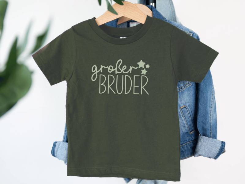 T-Shirt "Großer Bruder" Mit Sternen, Personalisierbar Name I Wähle Aus 5 Farben Geschenk Schwangerschaftsverkündung Zweites Kind von GoodbyeSocks