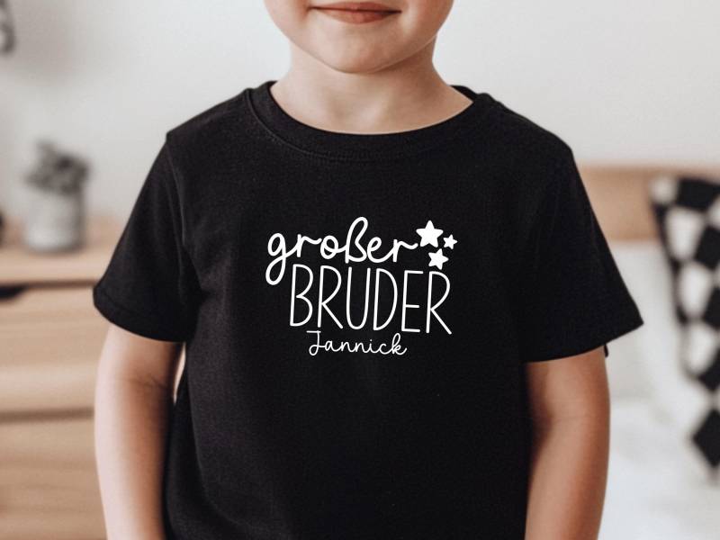 T-Shirt "Großer Bruder" Mit Sternen, Personalisierbar Namen I Wähle Aus 5 Farben Geschenk Schwangerschaftsverkündung Zweites Kind von GoodbyeSocks