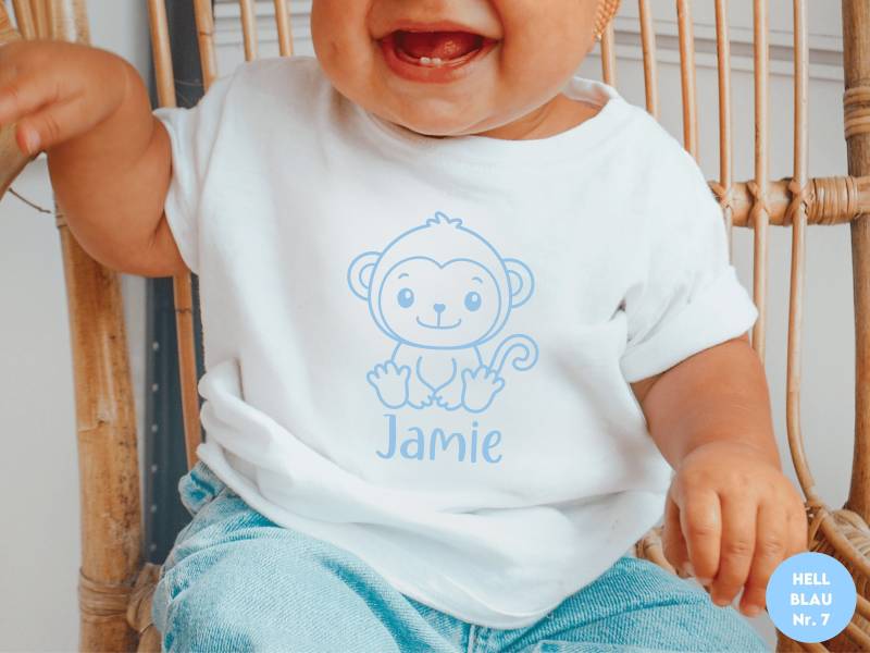 T-Shirt Mit Affe, Personalisiert Namen I Geschenk Baby Babyparty Junge Und Mädchen Wunschfarbe Wählbar von GoodbyeSocks