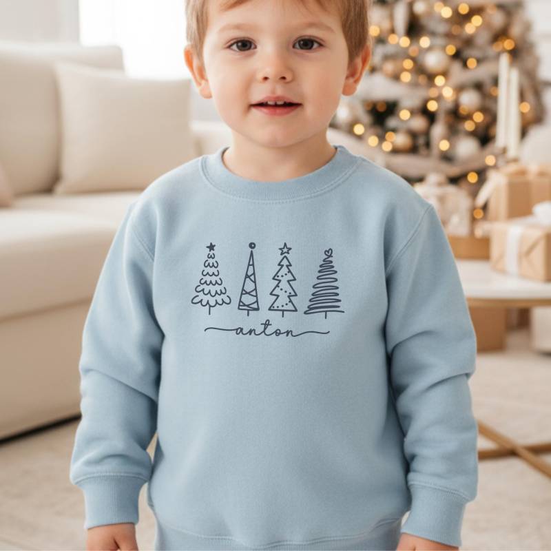 Weihnachts-Pullover Personalisiert Mit Name Und/Oder Wunschtext I Tannenbäume Zu Familien Weihnachtsoutfit Kombinierbar Sweatshirt Pulli von GoodbyeSocks