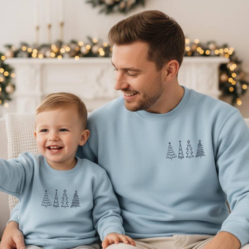 Weihnachts-Pullover Personalisiert Mit Name Und/Oder Wunschtext I Tannenbäume Zu Papa Kind Vater Sohn Partnerlook Kombinierbar Weihnachten von GoodbyeSocks