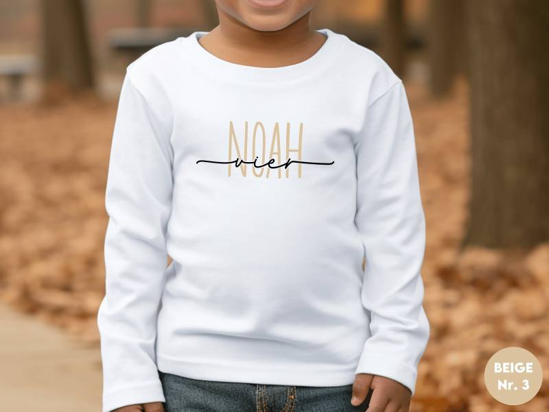 Weißes Geburtstagsshirt Oder Langarmshirt | Personalisiert Mit Namen Und Ausgeschriebener Zahl I Schlicht Geburtstagsgeschenk von GoodbyeSocks